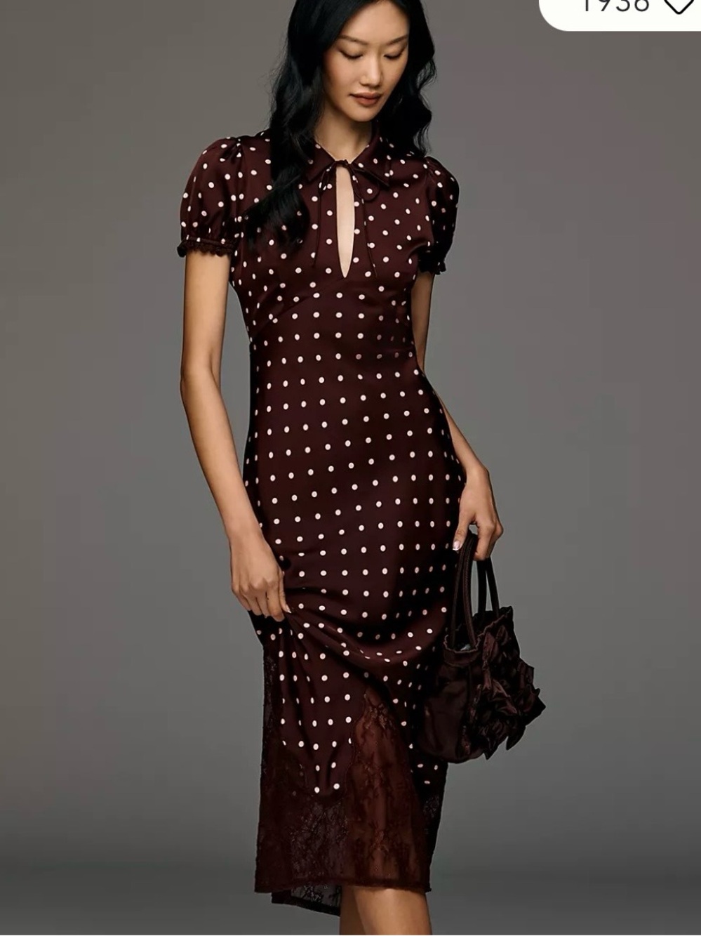 Arose Studio Nerina Collared Lace Midi Dress Medium